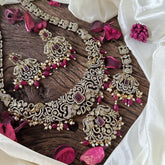 Designer Victorian Diamond Haram-Red Beads-VV1756